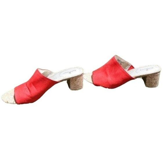 Bandolino Sandals Womens 8.5  BD7Seathra Slide On 2.5"‎ Cork Block Heel Coral - Picture 6 of 8